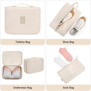 Packtaschen Koffer Organizer Set - Packwürfel für Reisen 8-teilig von Muri Beige