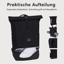 Rolltop Rucksack mit Schuhfach - Wasserabweisend von Johnny Urban Black