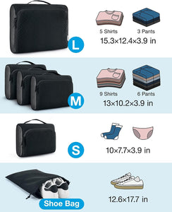 BAGSMART Koffer Organizer Set, Packtaschen Packwürfel für Reisen 6-teilig