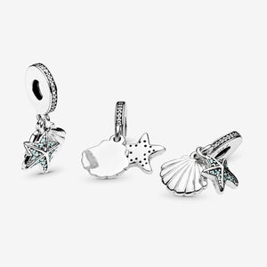 Reise Charm Anhänger ✈ Reiseschmuck Seestern Muschel von Pandora