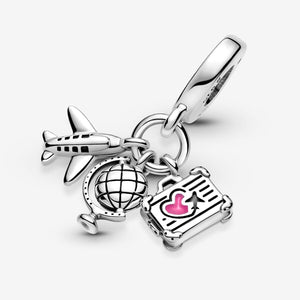 Reise Charm Anhänger ✈ Reiseschmuck Flugzeug Globus Koffer von Pandora