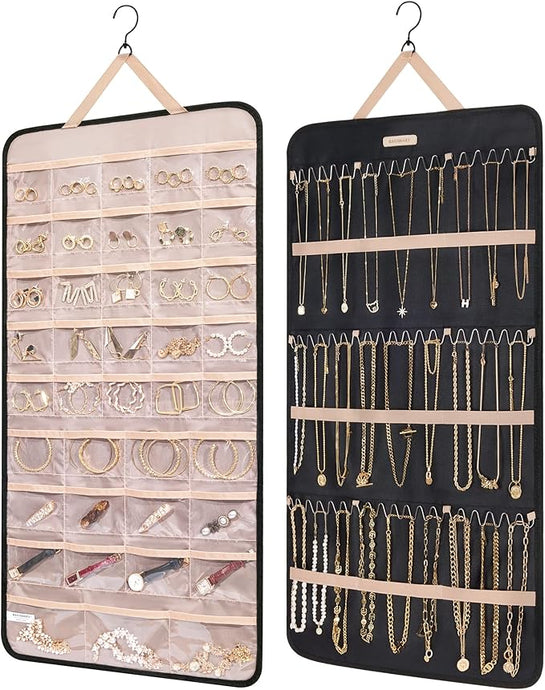 BAGSMART Reise Schmuck Organizer doppelseitig - Größe XL zum aufhängen Schwarz