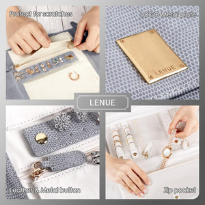 Premium Reise Schmucktasche - Schmuck Organizer von LENUE - Grau