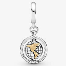 Reise Charm Anhänger ✈ Reiseschmuck Drehende Welt Gold von Pandora