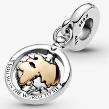 Reise Charm Anhänger ✈ Reiseschmuck Drehende Welt Gold von Pandora